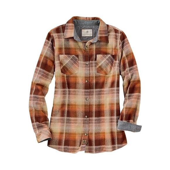 Legendary Whitetails Pumpkin Spice Orange Plaid Flannel - Picture 1 of 7